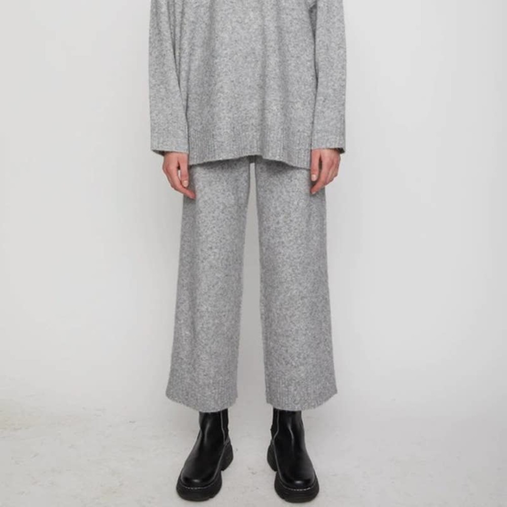 NWT Just Female Unite Wide Leg Wool Blend Knit Trouser Pant Gray-M